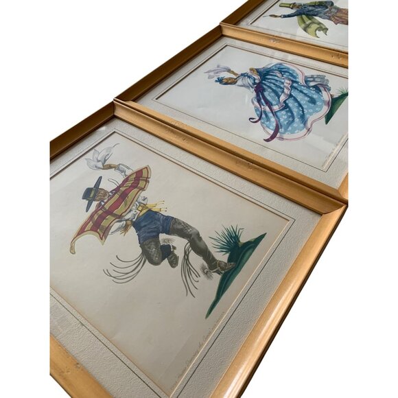 Vintage Framed Latin Ethnic Dance Prints Set Of 3 Ada Peacock 15" x 12" 8453 - Picture 9 of 10